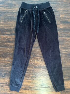 Justice Black Velour Joggers with Drawstring Waist